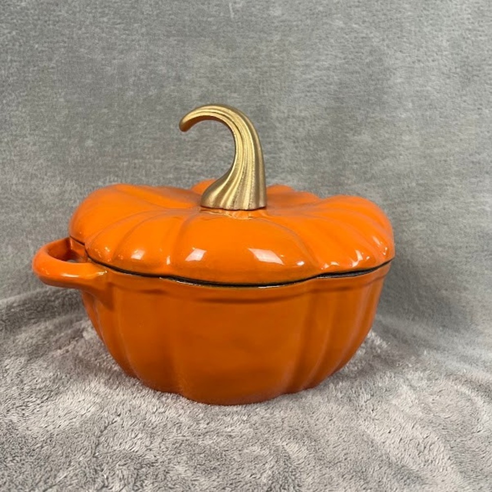 Smith & Clark Ironworks 2 Qt. Orange Cast Iron Dutch Oven Pumpkin Casserole